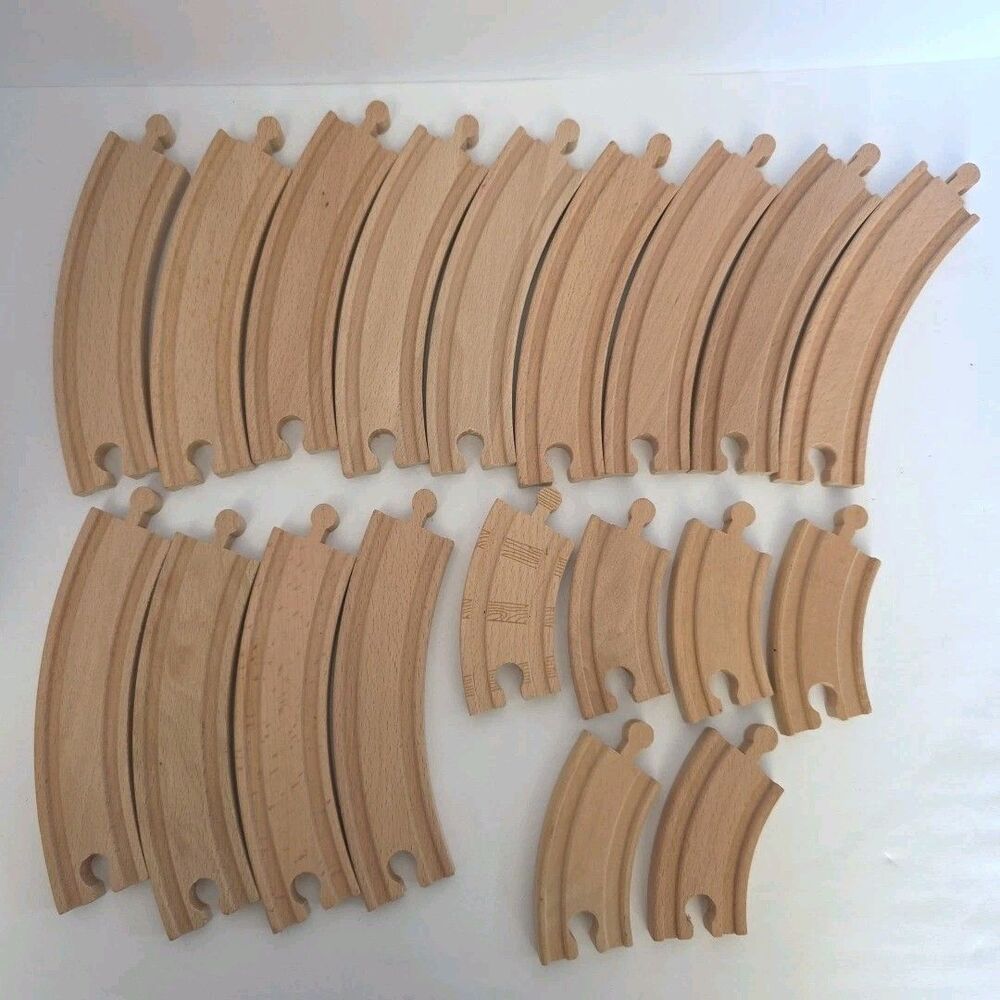 13 Thomas the Train Wooden 6 1/2" And 6  3”Curved Pieces Wood Railway Track Pcs